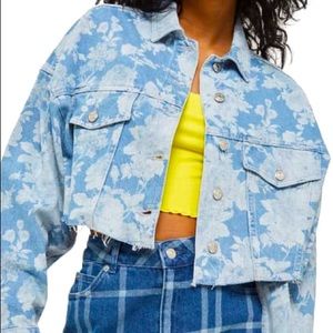 TOPSHOP - Denim floral crop jacket